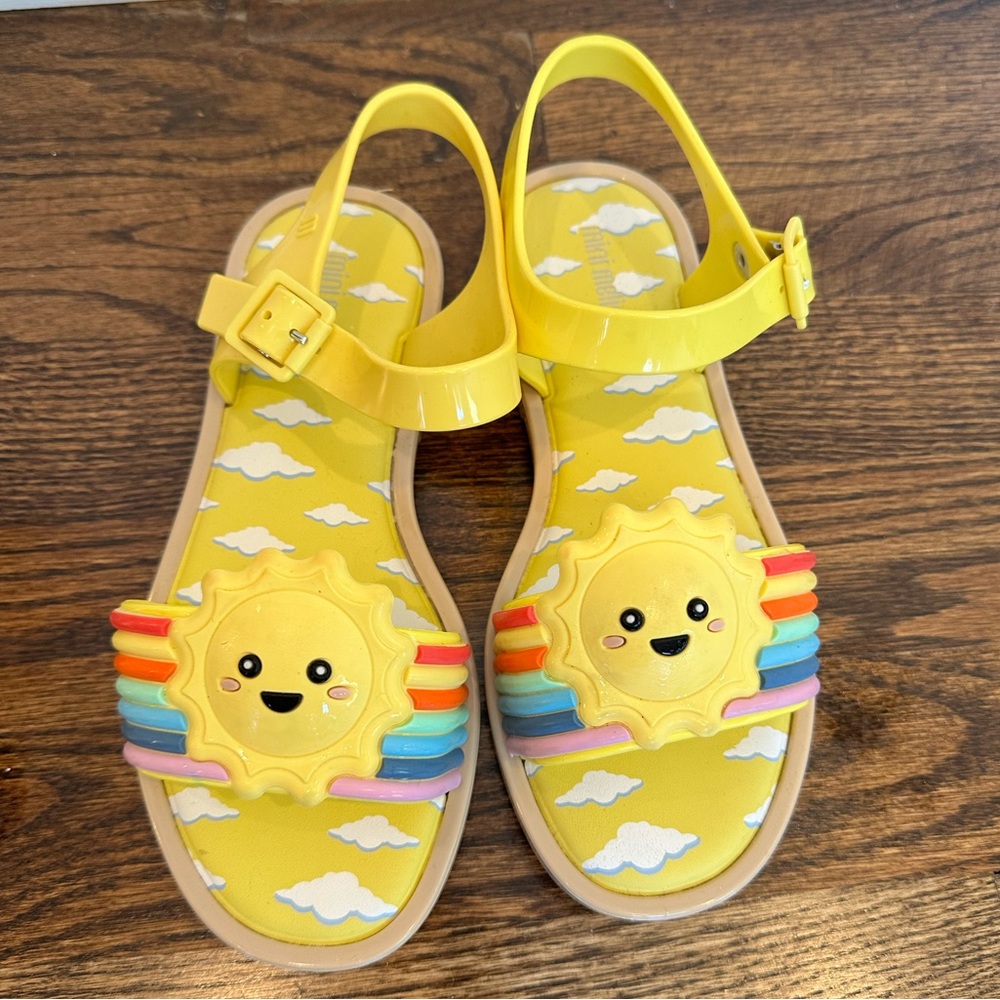 Mini Melissa sun and rainbow jelly sandals, size 2